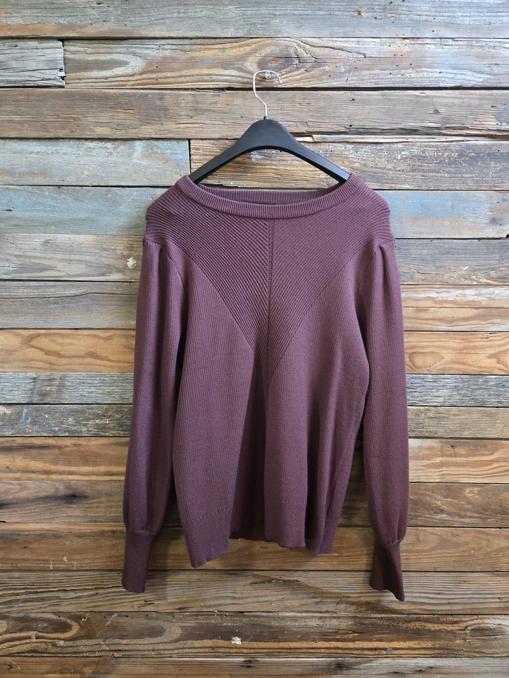 Women's Ribbed Knit Sweater in Plum